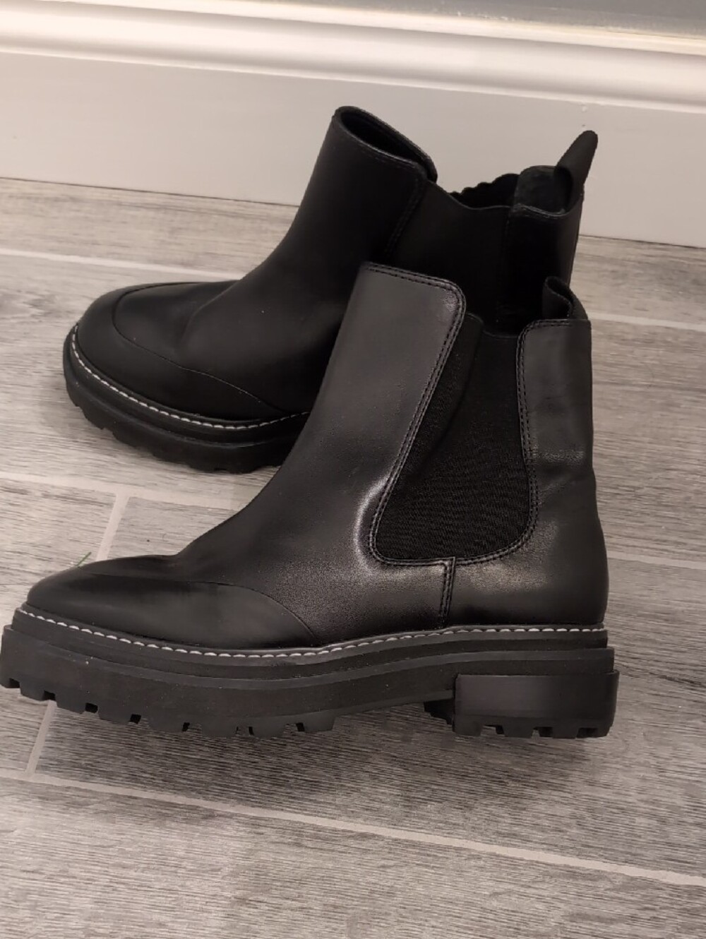 Aqua Black Leather Womend Chukka Boots - Picture 3 of 7